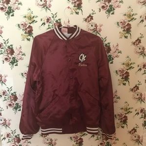 red vintage bomber jacket